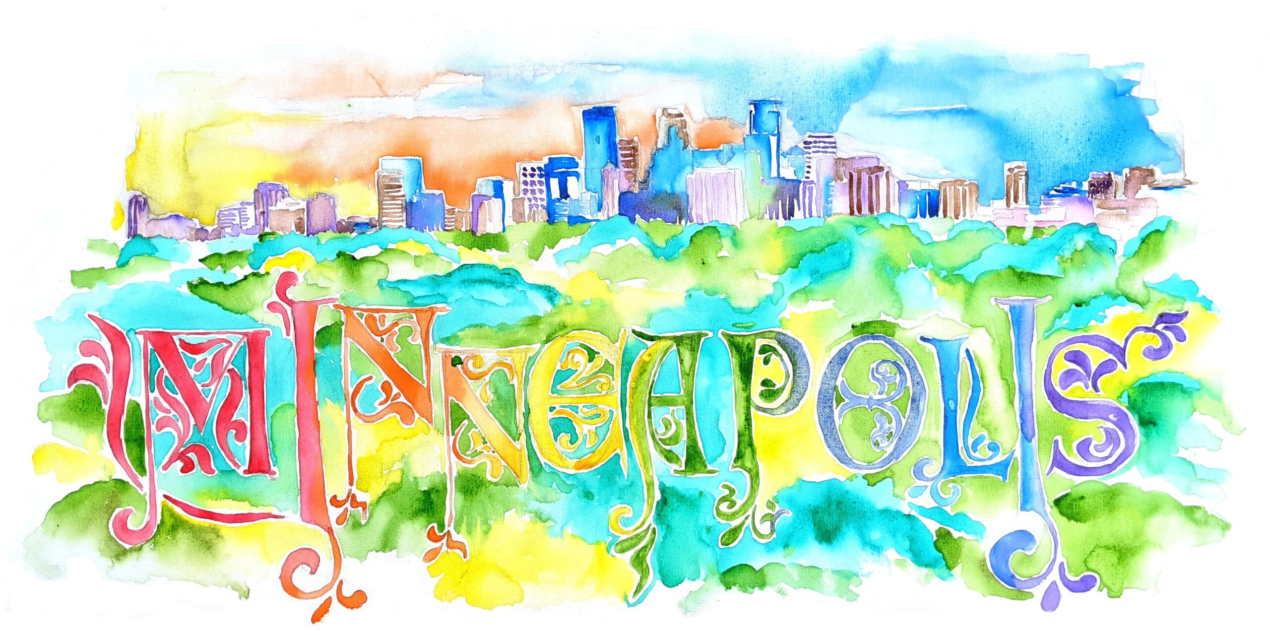 Minneapolis Skyline with Lettering