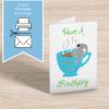 Have a Koala Tea Birthday Digital Mockup 1 Hand-drawn koala sitting in a teacup with the text “Have a Koala Tea Birthday” on a printable card.