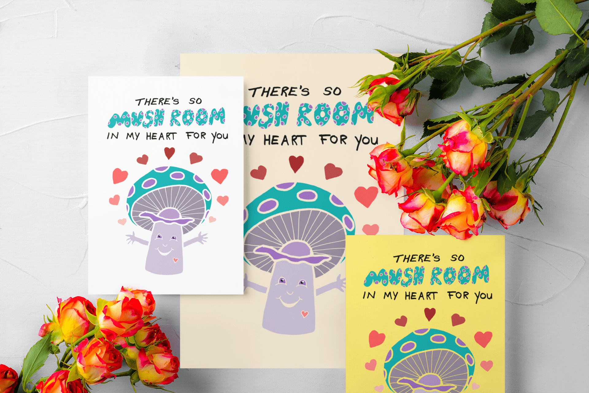 There's so mush room in my heart for you Mockup 2 Printable greeting card shown in multiple sizes – A4, A5, A6, US Letter, 5x7 – easy to print at home or at a print shop