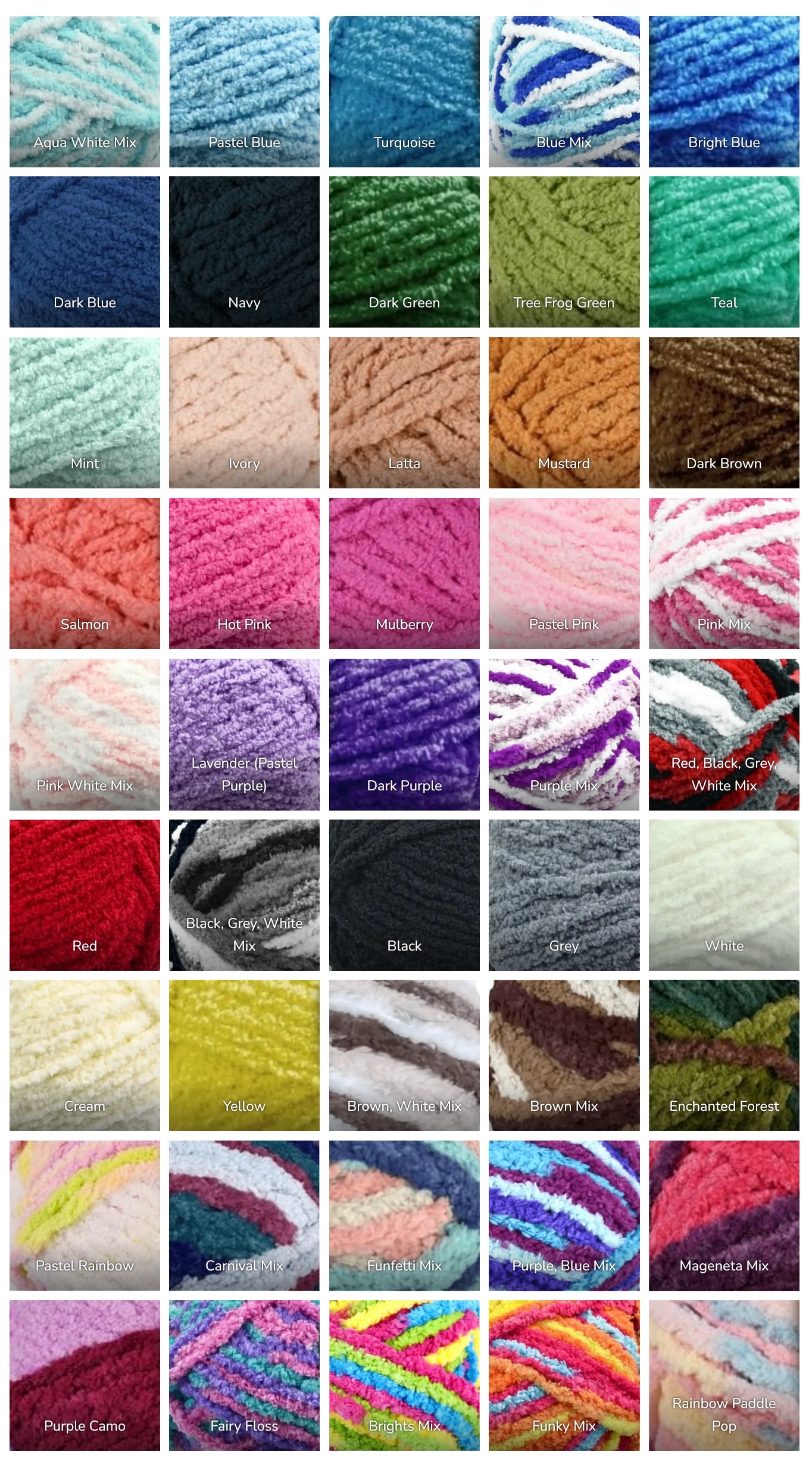 My Chenille Yarn Colours