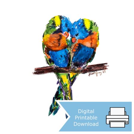 Rainbow Lorikeets Snuggling